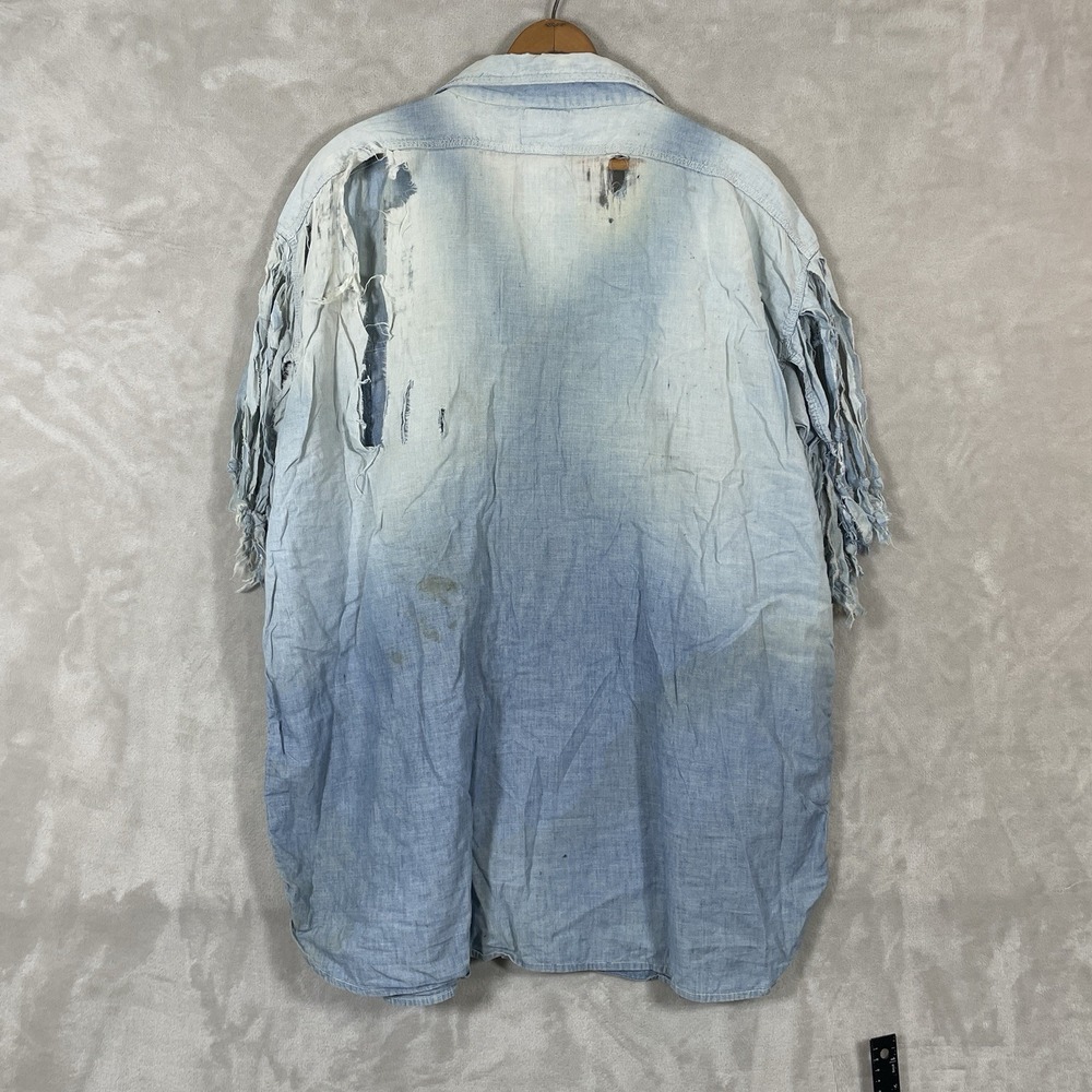 Vintage 50s Hercules Sanforized Chambray Denim Work Shirt Mens 2XL 26x32 Gusset